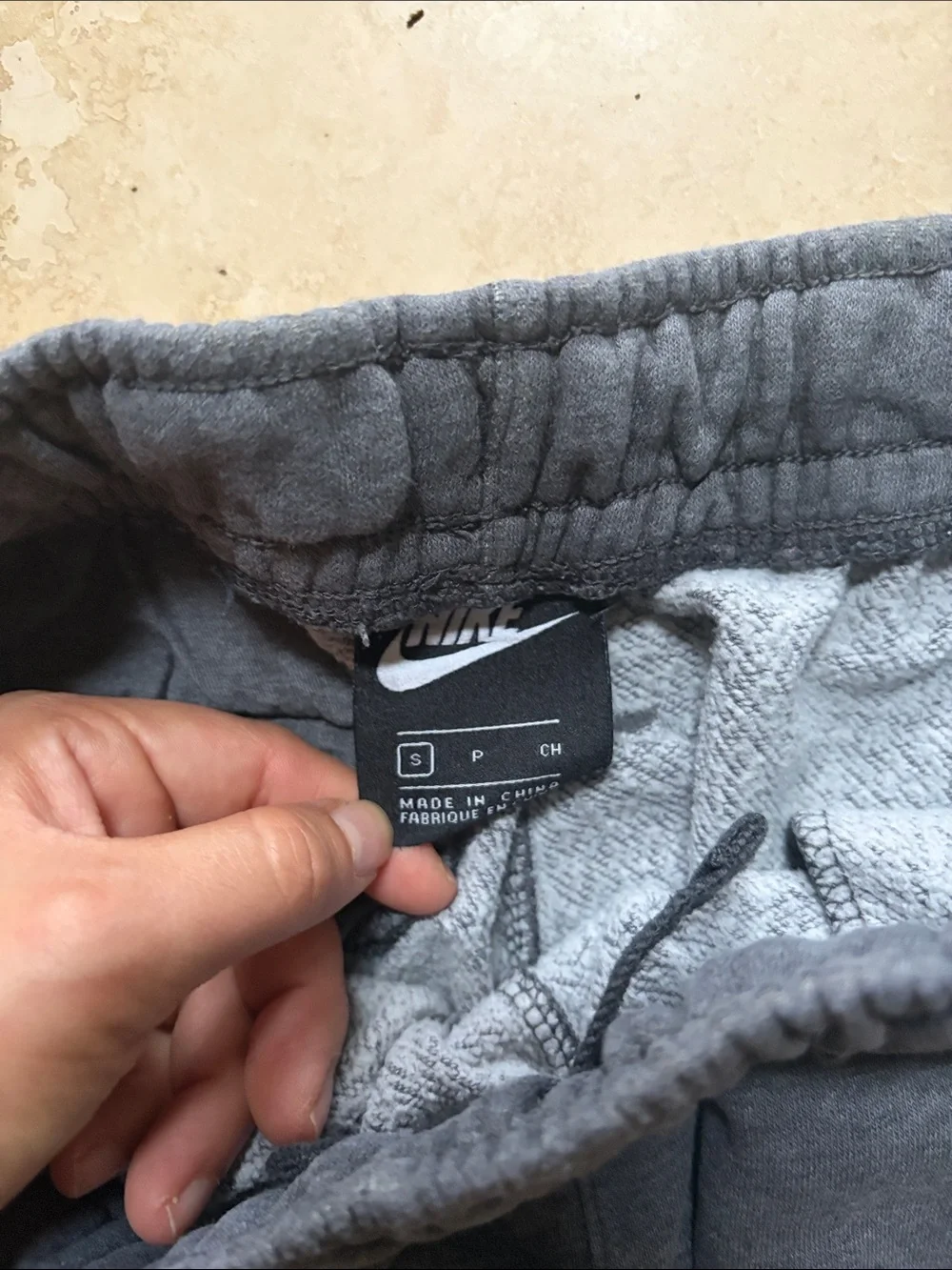 Nike Men's Dark Gray Fleece Joggers with White Swoosh